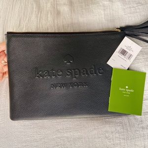 brand new gia kate spade black cosmetic bag